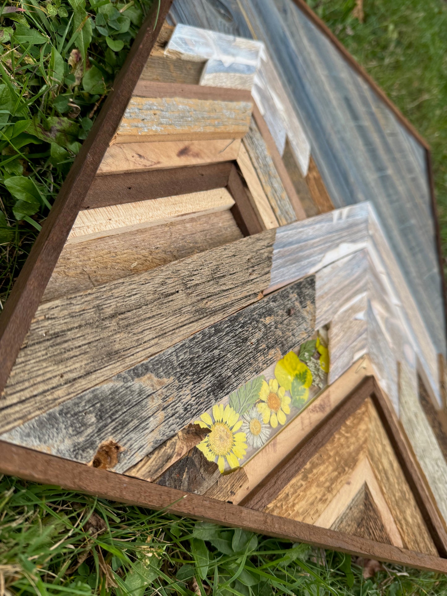 Cool Blue Mountain w/Wildflower epoxy inlay