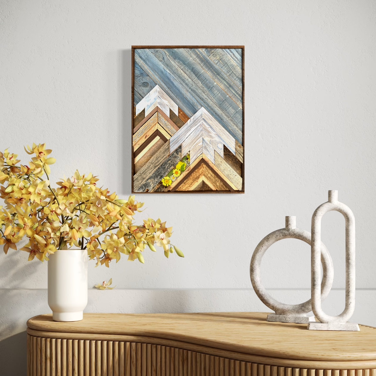 Cool Blue Mountain w/Wildflower epoxy inlay